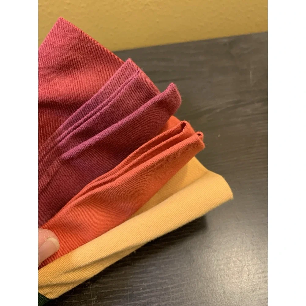 Vintage Vera Bardwill Home Linen Napkins Set Of 4 Fall Colors Red Orange Yellow